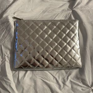 Silver quilted clutch